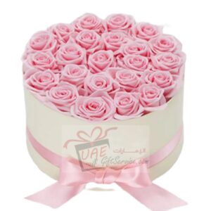 Pink flower round box