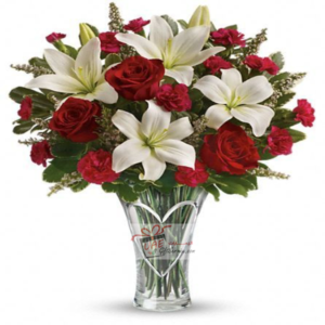 Lilly,s and red flowers in vase