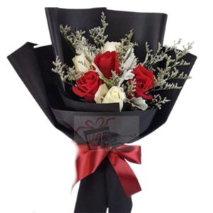 white and red flower bouquet