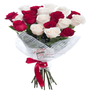 Red and white flower bouquet