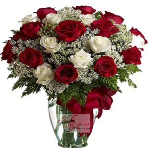 20 Red and white flower in vase