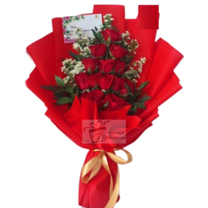 10 Flowers bouquet in red