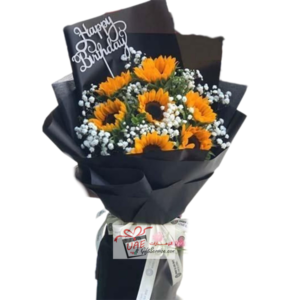 Sun flower bouquet with gypso