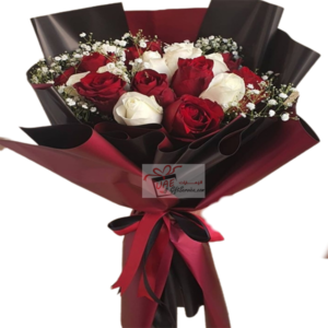 Red and white flower bouquet